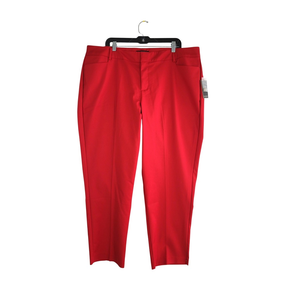 Eloquii Kady Fit Double Weave Pants 20R Red Straight Leg Stretch Trousers NEW